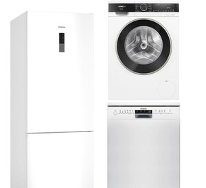 Siemens KG55NCWE0N Kombi No Frost Buzdolabı, Siemens IQ100 SN216W00DT 6 Programlı Bulaşık Makinesi, Siemens WG52A2Z0TR 10 kg 120